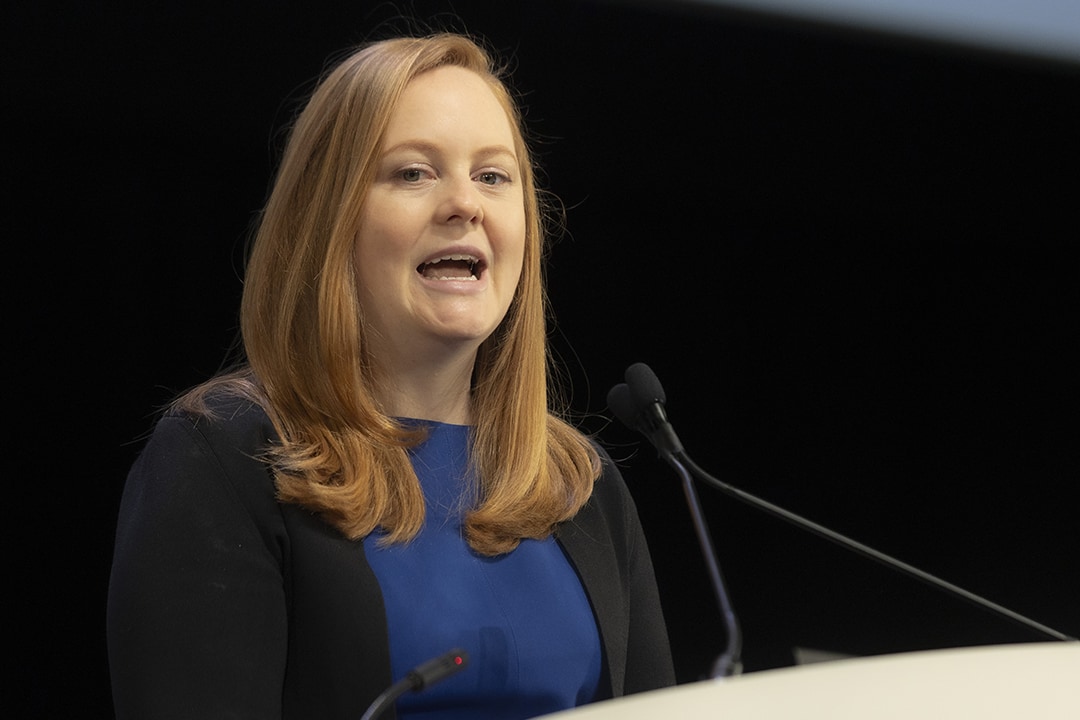 Kathryn C. Arbour presents the results of a study evaluating zoldonrasib at the AACR Annual Meeting 2025