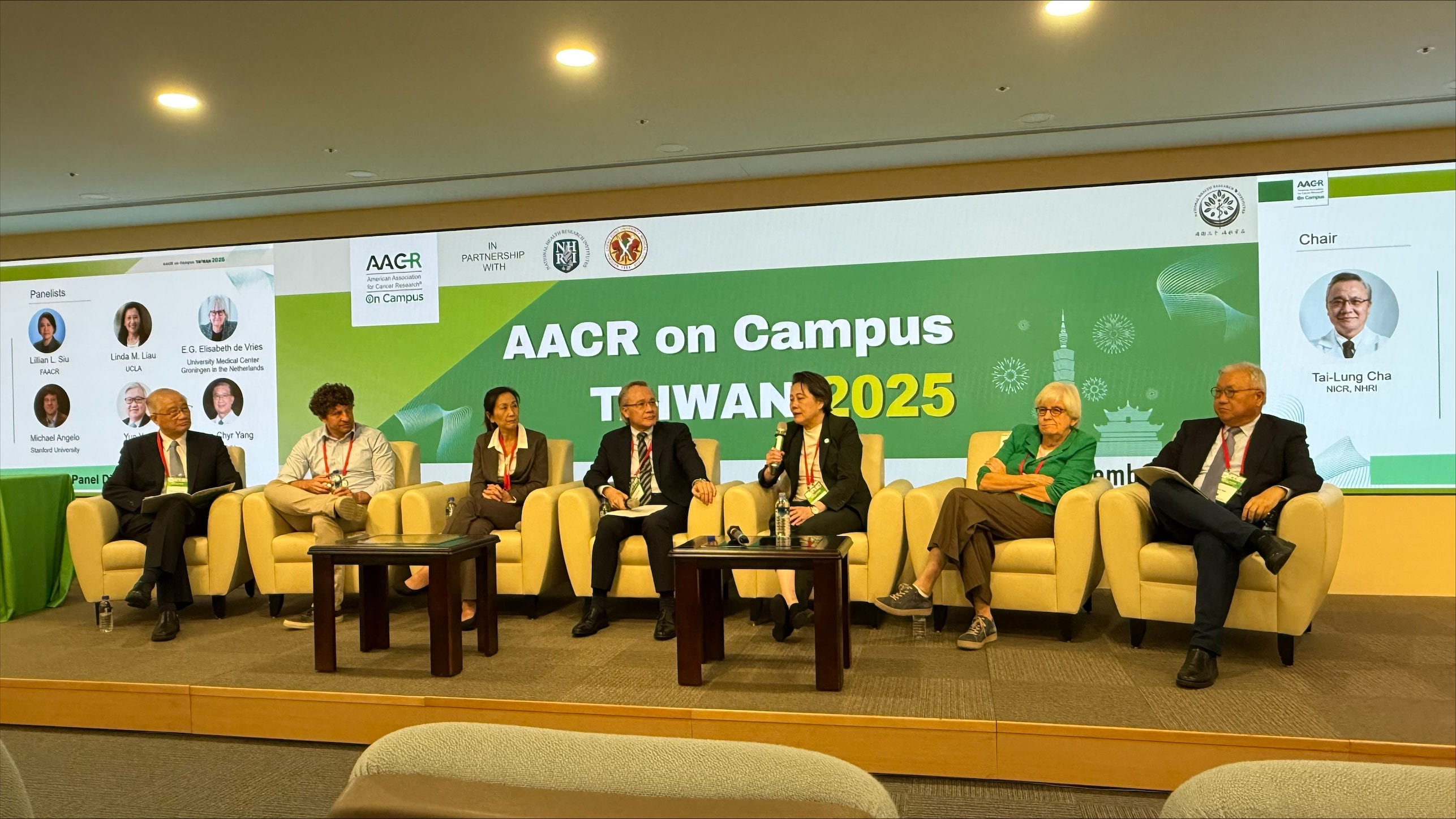 2025-2026 AACR President Lillian L. Siu participates in a panel discussion during the AACR on Campus event in Taiwan