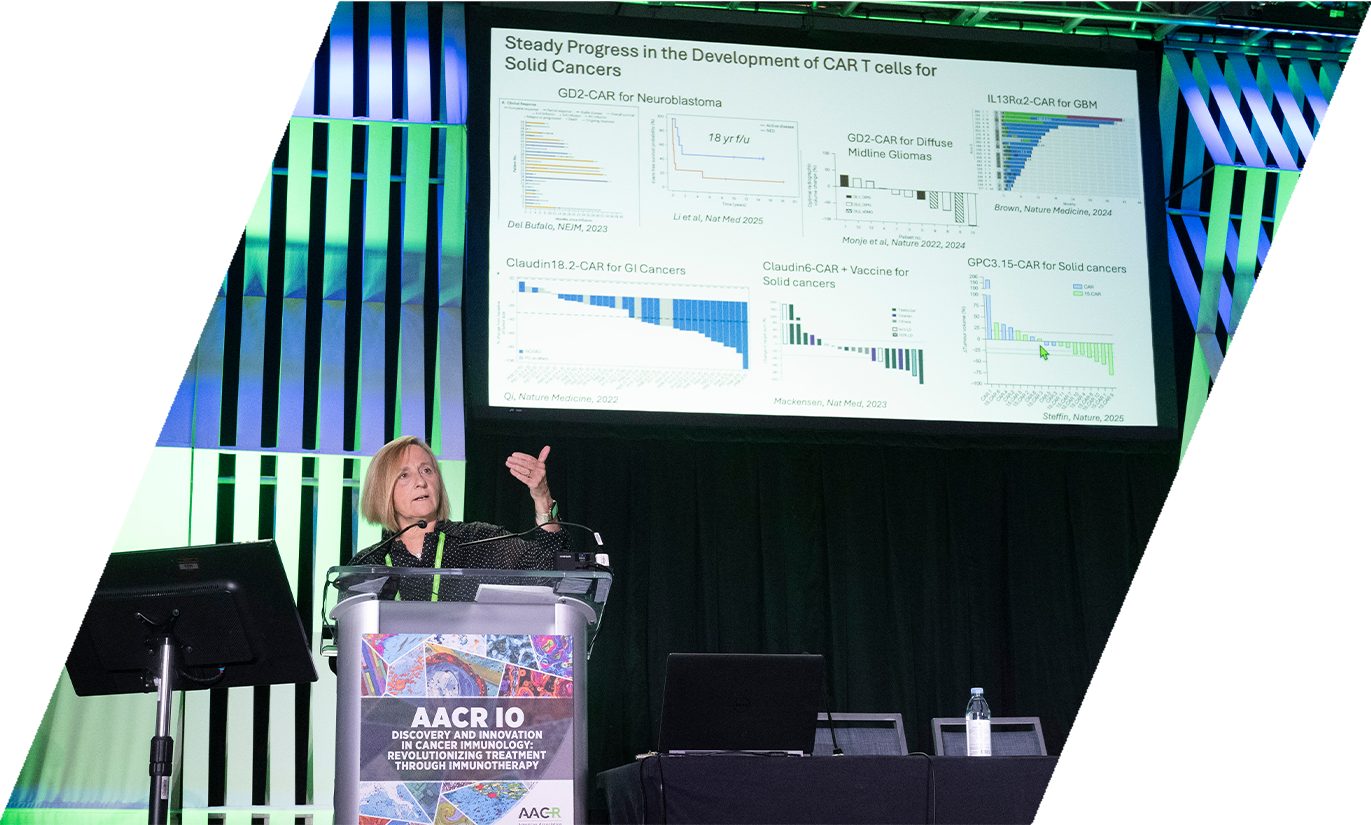Crystal L. Mackall delivers a keynote address at the AACR IO Conference on Discovery and Innovation in Cancer Immunology
